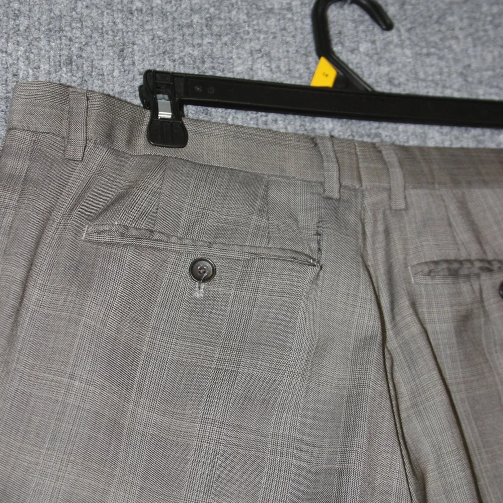 Banana Republic Dress Pants Mens 36 Gray Classic Fit Plaid Flat‎ Front Casual
